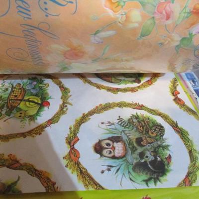 Holiday Wrapping Paper Tissue Paper & Tags Lot 7