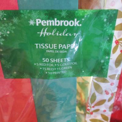 Holiday Wrapping Paper Tissue Paper & Tags Lot 7