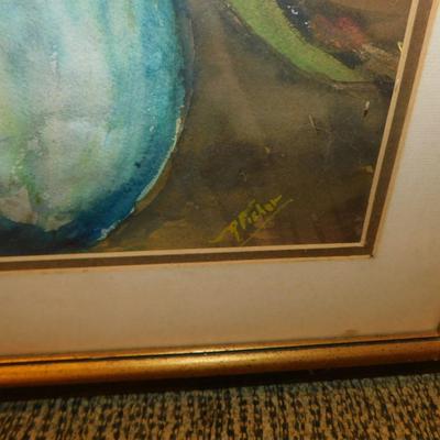 Framed & Matted P. Fisher Still Life Flowers Print 26.75”x21”