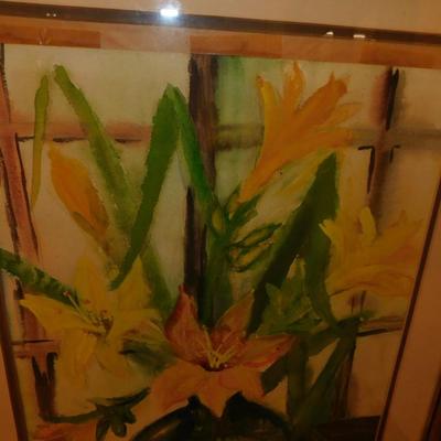 Framed & Matted P. Fisher Still Life Flowers Print 26.75”x21”