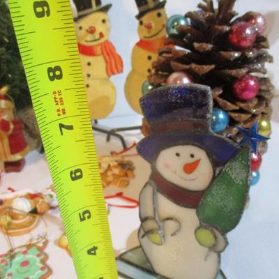 Holiday Decorations Santa Ornament Snowmen Candle Holders Lot 12