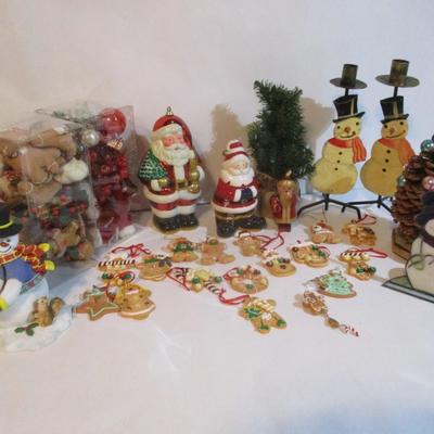 Holiday Decorations Santa Ornament Snowmen Candle Holders Lot 12