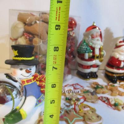 Holiday Decorations Santa Ornament Snowmen Candle Holders Lot 12