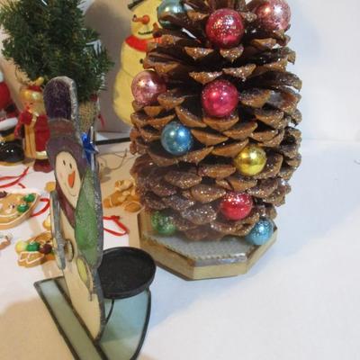 Holiday Decorations Santa Ornament Snowmen Candle Holders Lot 12