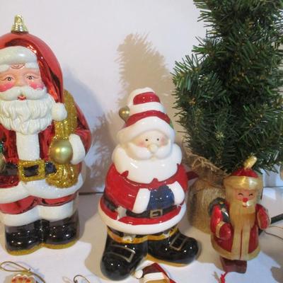 Holiday Decorations Santa Ornament Snowmen Candle Holders Lot 12