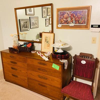 Lot 14: Henredon MCM Dresser, Charles Banks Wilson Art & More