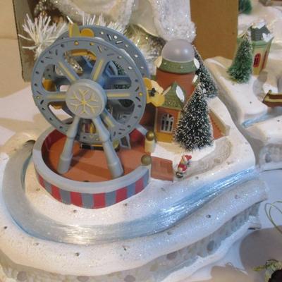 Holiday Decorations Fiber Optic Winter Carnival Ferris Wheel & Pond Lot 16