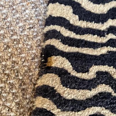 O633 Vintage Tibet Napal 100% Wool Tiger Striped Rug 3' 1" x 5'5"