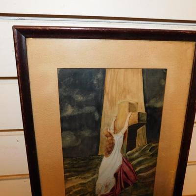 Vintage Framed & Matted "Rock of Ages" Print 15.75"x9.5"