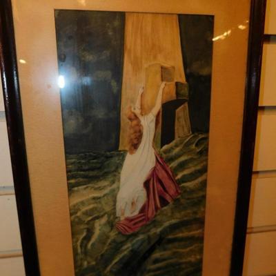 Vintage Framed & Matted "Rock of Ages" Print 15.75"x9.5"