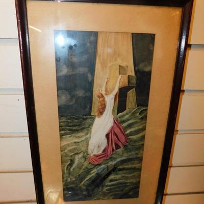 Vintage Framed & Matted "Rock of Ages" Print 15.75"x9.5"