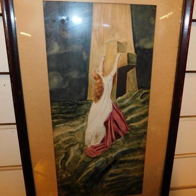 Vintage Framed & Matted "Rock of Ages" Print 15.75"x9.5"