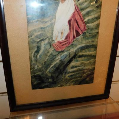 Vintage Framed & Matted "Rock of Ages" Print 15.75"x9.5"