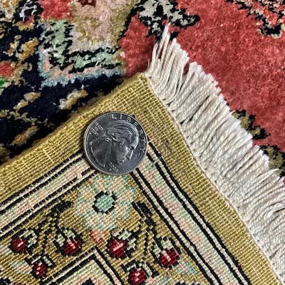 O635 Vintage Silk Hand knotted Hunting Scene Persian Rug 3'5" x 5'3"