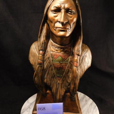Vintage Plaster Native American Bust 17"