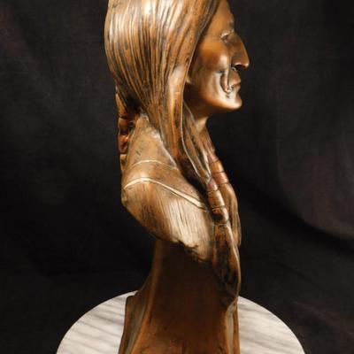 Vintage Plaster Native American Bust 17"