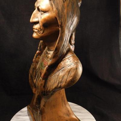 Vintage Plaster Native American Bust 17"