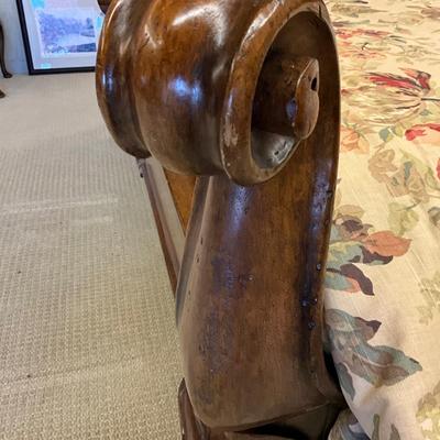 MB636 Large Mahogany Michael Taylor Italian Carved King Bed