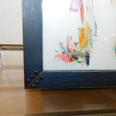 Small Framed Colorful & Abstract Man Playing Banjo Wall Art