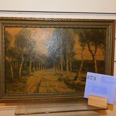 Vintage Moody Avenue Lithograph in Vintage Frame AS IS