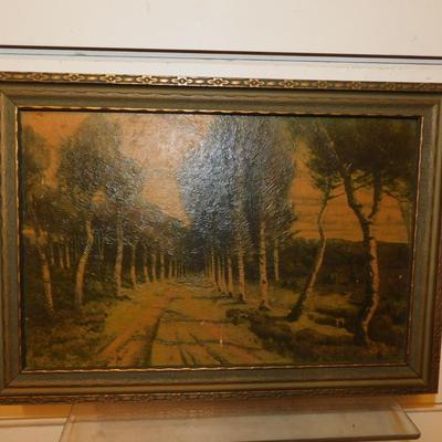 Vintage Moody Avenue Lithograph in Vintage Frame AS IS
