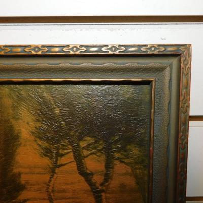 Vintage Moody Avenue Lithograph in Vintage Frame AS IS