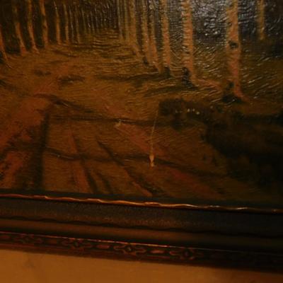 Vintage Moody Avenue Lithograph in Vintage Frame AS IS