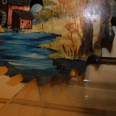 Set of 2 Hand Painted Saw Blades Barn-Scape Signed