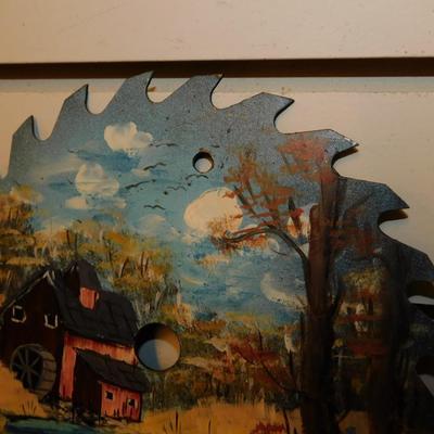 Set of 2 Hand Painted Saw Blades Barn-Scape Signed