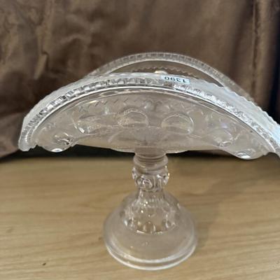Pressed glass thumbprint stemmed pedestal banana boat