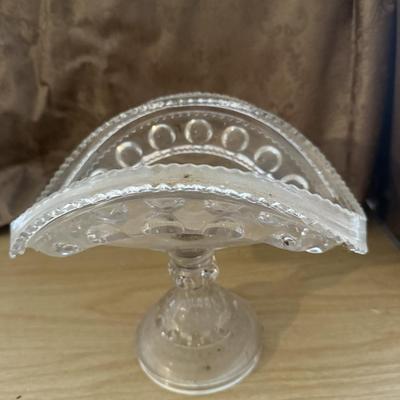 Pressed glass thumbprint stemmed pedestal banana boat