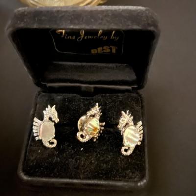 Seahorse Tie Clip and Cuff Links