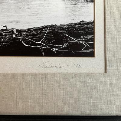 MB645 Framed Black and White Fly Fishing Photograph signed Nelson's '83