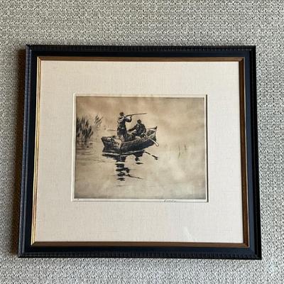 MB646 Framed Etching "A Clean Shot" by Levon West (1900-1968)