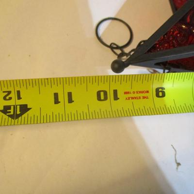6 - Ruby Red Stained Glass Hanging 5-Point Star Light Candle Holders Lot 29