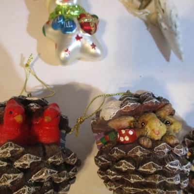 Christmas Decorations Vintage Glass Birds Woodland Pinecone Lot 30