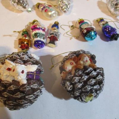Christmas Decorations Vintage Glass Birds Woodland Pinecone Lot 30