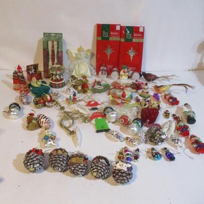 Christmas Decorations Vintage Glass Birds Woodland Pinecone Lot 30