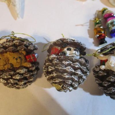 Christmas Decorations Vintage Glass Birds Woodland Pinecone Lot 30