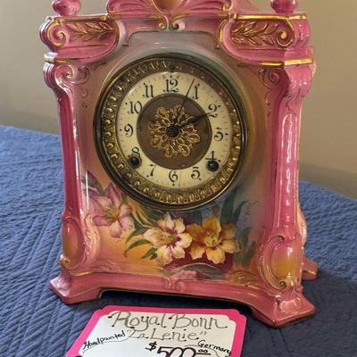 Lot 23: Royal Bonn Pink Antique Clock