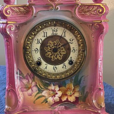 Lot 23: Royal Bonn Pink Antique Clock