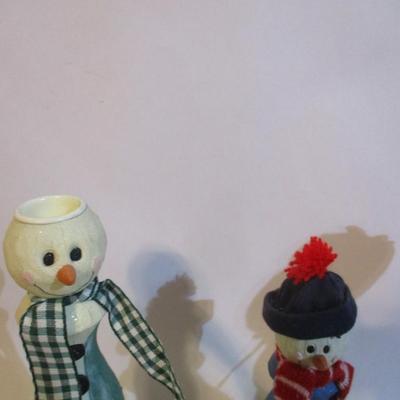Lighted Door Greeter Snowman & Candle Holders Ornaments Lot 31