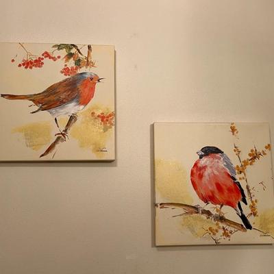 3 Bird Pictures and 2 Bird Hooks