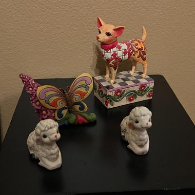 Butterfly, 2 Sheep and Jim Shore Dog,