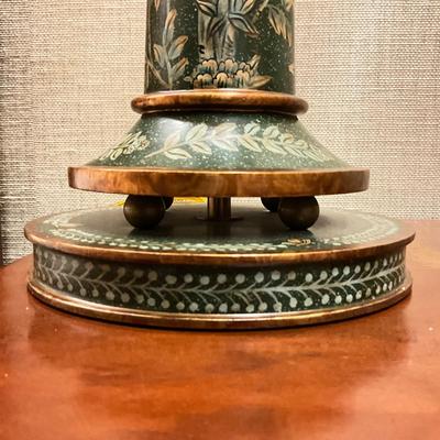 MB654 Pair of Green Floral Painted Bradburn Gallery Lamps