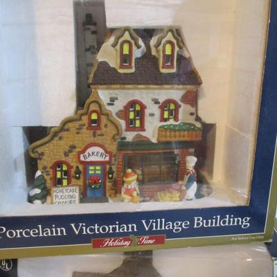 Holiday Time Porcelain Buildings With Original Boxes