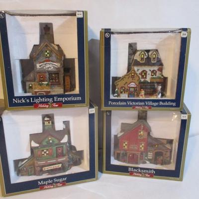 Holiday Time Porcelain Buildings With Original Boxes