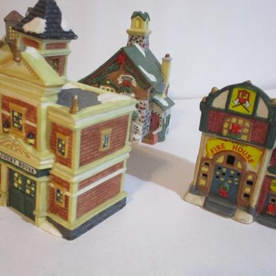 Porcelain Christmas Village Buildings Lot 49