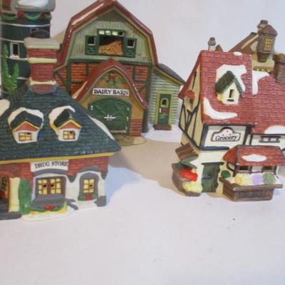 Porcelain Christmas Village Buildings Lot 49