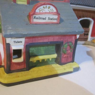 Porcelain Christmas Village Buildings Lot 49